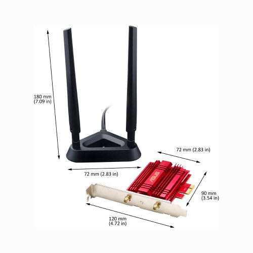 ASUS PCE-AC56 Express - Adaptor  WiFi PCI-E  Doble Banda  2T2R  Base Externa con Antenas 