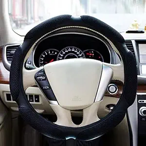 AVIAXO Steering Wheel Cover Winter Comfortable Grip Anti-Slip for All Car Use,Protector for car, Leather Automotive Car Steering Wheel Cover (Faux Leather) ( Black )