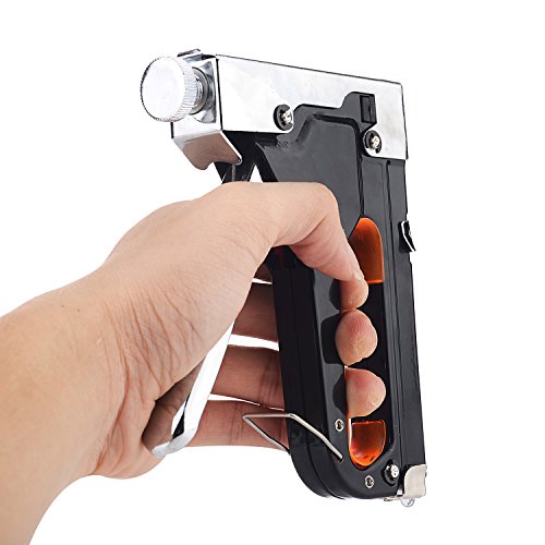 GWHOLE Handtacker mit 600 Stk. Klammerset zur Befestigung vom Polstern, Holz, Stoffe, Folien - 5