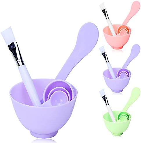 Lady DIY Facial Care Mixing Mask Bowl Tool Sets with Bowl Stick Brush Gauge, Random Color