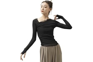 HEARTTOUCH Women Ballet Wrap Top Long Sleeve Pullover Jacket Cotton Bolero Belly Dance Cardigan Tops Gym Yoga Sport Shirts