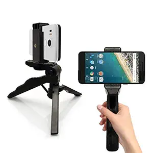 GLAMPANDA Phone Tripod Stand with 2 in 1 Clip for Video Recording/Live Streaming/Vlogging, Flexible 360 Rotation Ball Head, Sturdy Stand for DSLR and Digital Cameras with Universal Mobile Phone Holder