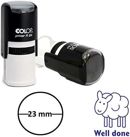 Well Done With Sheep /Teacher Self Inking Rubber Stamp/ Stamp for School/ Custom Colop Office Stationary / 23 mm/black