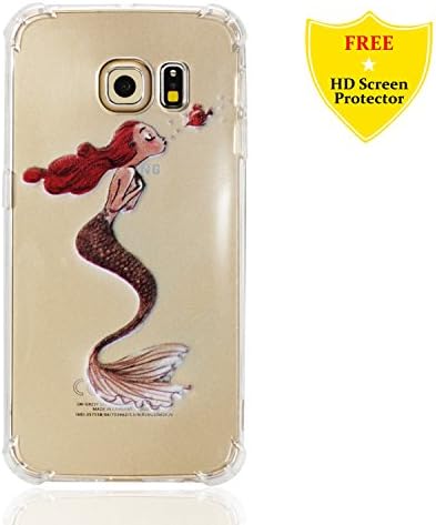 Galaxy S6 Edge Case + Free HD Screen Protector,idatog® Colorful Design Soft Silicone Gel Skin Cover Case Flexible TPU Creative Case Bumper Shockproof Anti-Scratch Protective Back Cover For Samsung Galaxy S6 Edge (Mermaid)