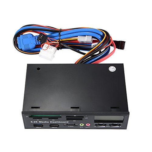 XCSOURCE® Multifunktions 5.25″ Media Dashboard LCD Display USB 3.0 eSATA All-in-1 Kartenleser Frontplatte AC747 - 8