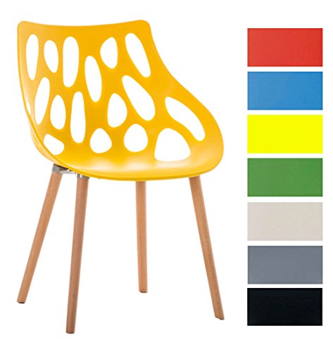 CLP Sedia in Polipropilene Hailey - Sedia Design Telaio in Legno di Faggio - Sedia da Pranzo Seduta 44 cm - Sedia Moderna Portata Max 150 kg - Sedia Attesa Facile da Pulire Giallo