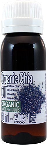 Chia Seed Oil 100% Pure Organic bottle of 60ml. Extra virgin cold pressed. First quality. Mexico origin, fast shipping from Spain.