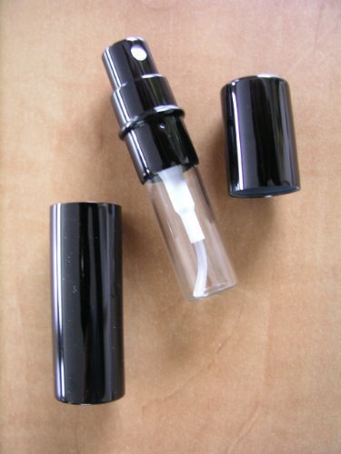 Travel Atomizer. Black Gloss Finish. Refillable. Ideal for Perfume or Aftershave. Also useful for moisturising the eyes and skin. Suitable for Women and Men.