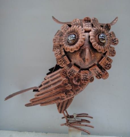 Hedwig, die Eule im Kupfer Look, Dachrinnen Vogel f. Zaun, Geländer, Dachrinne - 2