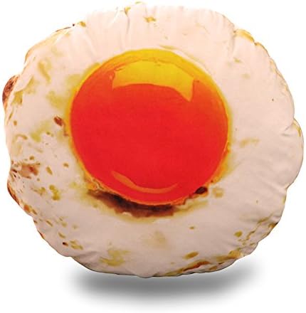 YINGGG Watermelon/ Poached Egg/ Steamed Buns Pillow Food Stuffed Plush Soft Toy Car Chair Seat Cushion (S, Poached Egg)