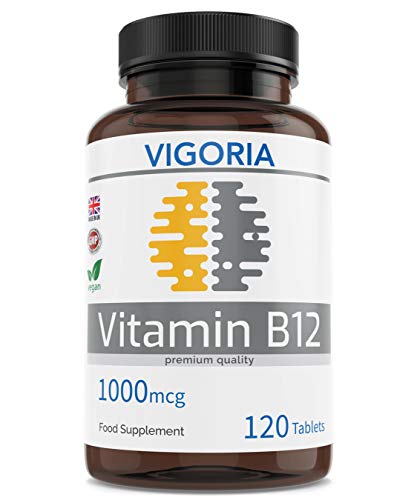 Vitamine B12 Méthylcobalamine - Pour la santé du système nerveux - Anti-fatigue, Améliore l'énergie et la concentration - 120 comprimés de 1000 mcg - Sans Allergènes, Lactose, Gluten, ni OGM - Végan