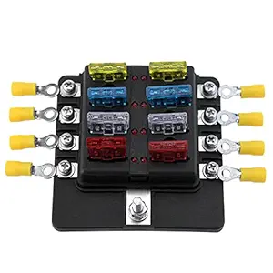 Haibing 8 Way Blade Fuse Box Holder Fuse Blocks with LED Indicator 10Pcs Fuses 10Pcs Connector Terminals for Car Boat Marine Caravan Truck 12V 24V