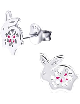 SL-Silver Ohrringe Kinderohrringe Hase und Schmetterling 925 Silber