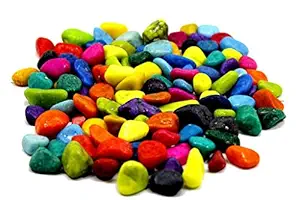 OhhSome 2Kg Multi-Color Mixed Decorative Small Stone for Garden/Lawn/Aquarium Decoration Glossy Stones Home Vase Fillers Fish Tank [2Kg]