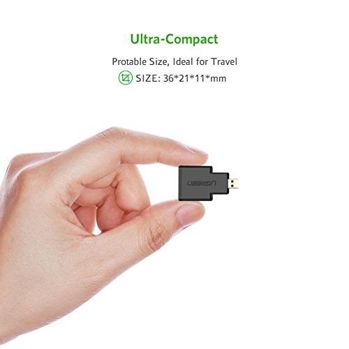 UGREEN Micro HDMI auf HDMI Adapter 2 Stücks Micro HDMI Konverter 1080P 3D 4k typ d auf typ a hdmi Adapter mit Ethernet vergoldete Kontakte unterstützt für die HQ Micro hdmi Kabel 1.4 a 20cm,Schwarz - 6