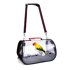 TAIYO PLUSS DISCOVERY? Bird Carrier, Size: (40X22X23 CM) (LXWXH), Bird Carrier Travel Bag, Lightweight Transparent Breathable Portable Outdoor Travel Tote Bag With Wooden Stand, Suitable For budgies, lovebirds, conure, cockatiel