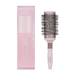 KISMETICS - Argan Oil Infused Large Thermal Round Brush, Vented Ceramic Ion Barrel Hairbrush with Nylon Bristles, Argan Oil Infused Bristles, for Blowdry, Styling, Curling, Straightening, All Hair Types (Barrel Size 53mm)?