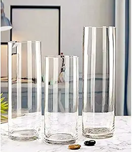 MYSKA Round Shiny Crystal Clear 3PCS Flower VASE,for Tableware,Center Table,WHICH Enhance Your Interior by ITS SHININESS,4*6,4*8,4*10