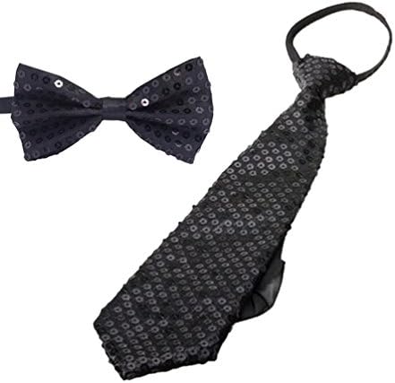 RUOYUCL Boys&amp;Girls Sequins Neckties&amp;Bowties set Unisex Teens Performance Ties set