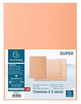Exacompta - Ref. 332002E - Paquet de 50 Chemises 2 Rabats Super 210 - 24X32cm - Bulle
