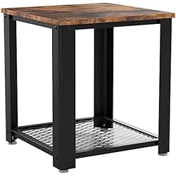 VASAGLE Table d'appoint, Table de Chevet, Bout de canapÉ, Montage Facile, Table Basse avec Rangement, Armature en MÉtal, pour Salon, Chambre, Style Industriel, RÉtro LET41X
