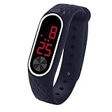 Tonsee LED Digitalanzeige Armbanduhr Fitness Armband Silikon Stoppuhren Sportuhren Schrittzähler Kalorienzähler Sport Smart Uhr Mode Sport Uhr Schrittzähler Uhr für Damen Herren und Kinder (A)