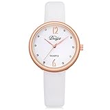 Dragon868 Damen Herren Paar Uhr abgerundete Analogzeiger Quarz Armbanduhr (weiß)