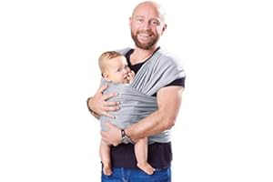 Shabany® Babytragetuch - 100% Bio Baumwolle - Babybauchtrage für Neugeborene Kleinkinder bis 15 Kg - Gewebt - inkl. Baby Wrap Carrier Anleitung - grau (jumps)