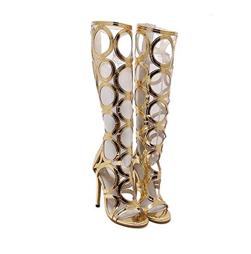 Knee High Boots Cool Boots Ultra-High-Heeled Stiletto Sandals Lady Sexy Hollow Open Toe Zipper Boots Party Shoes Roman Shoes Dress Shoes Eu Size 35-40