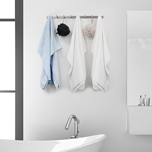 HOMFA Hakenleiste Kleiderhaken Edelstahl rostfrei Wandgaderobe Handtuchhalter Garderobenhaken Wandhaken Mehrzweckhaken gebürstet ca. 30kg belastbar 8 Haken - 6