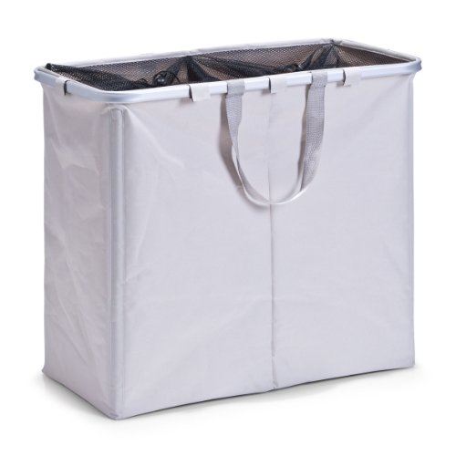 Zeller 13295 Wäschesammler, 2-fach, Polyester/Aluminium, 62 x 32 x 54 cm, beige