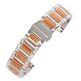 AUTULET Herren Edelstahl Uhrenarmband Zweifarbiges Silber Und Roségold 22mm
