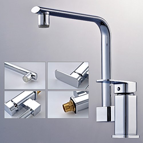 Auralum LED 360° Schwenkbar Küche Wasserhahn Armatur Chrom Spültischarmatur Einhandmischer Duschbrause 3 Farbwechsel Typ2 - 8