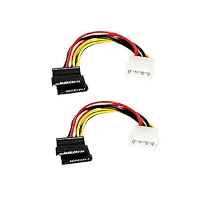 Fexy 4 Pin Molex to 15 Pin Female Dual SATA Power Y-Cable Adapter Hard Drive Extension Cable (6inch) (Pack of 2)