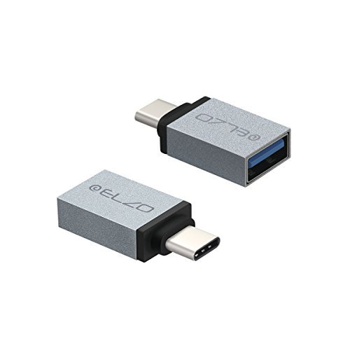 Elzo 2 Pack USB 3.1 Typ C auf USB 3.0 Typ A OTG Männlich auf Buchse Adapter Konverter für LG G5, Nexus 5X, Nexus 6P, OnePlus 2, MacBook, ChromeBook Pixel Other Type-C Devices, Grau