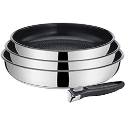 VIVALP L943S414 Set de 3 poêles Inox + 1 poignée amovible, Tous feux dont induction