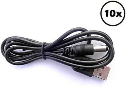 10-PACK USB to DC 5.5x2.1mm cable 3.3ft (1m) - standard type A male to type M barrel