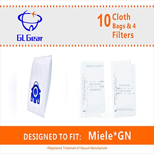 GL Gear 10 Pack Miele FJM aspiradora 3D Eficiencia Bolsas para aspiradoras Miele (2 piezas de filtros de moter incluidos)