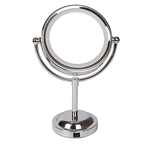 Asvert 6 Zoll LED-Desktop-Spiegel Metalllampe Spiegel,360 ° drehbar zweiseitige Make-up-Spiegel