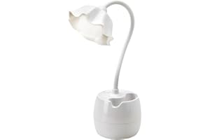 COLEXY LED Schreibtischlampen Kinder mit Stifthalter, USB Tischlampe Augenschutz-Schreibtischlampe, Wiederaufladbare Nachttischlampe mit Flexibles Arm, Desk Lamp für Student Schlafzimmer Studie Lesen (Weiß)