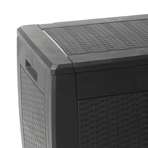 Oxid7® Kunststoff Auflagenbox in Rattan Optik Anthrazit – Maße (LxBxH): ca. 119x48x60cm – abschließbar – mit Rollen – 310 Liter (Design „Rato“) - 3