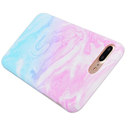 iPhone 7 plus Funda iPhone 7 plus Carcasa Silicona Anfire Suave Flexible TPU Gel Fundas Cubierta Para iPhone 7 plus  5 5 pulgadas  Ultra Delgado Protecci  n C  scara Goma Duradero Case Cover Anti Choque Ultra Ligero Resistente Funda Tapa M  rmol Dise  o Rosa Azul
