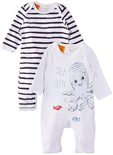 Pumpkin Patch Baby Boys 0-24M 2Pk All In Ones Romper, White (Milk), Newborn