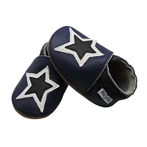 Mejale Weiche Sohle Leder Babyschuhe Lauflernschuhe Krabbelschuhe Kleinkind Kinderschuhe Hausschuhe Karikatur Sterne 0-3 Jahre - 4