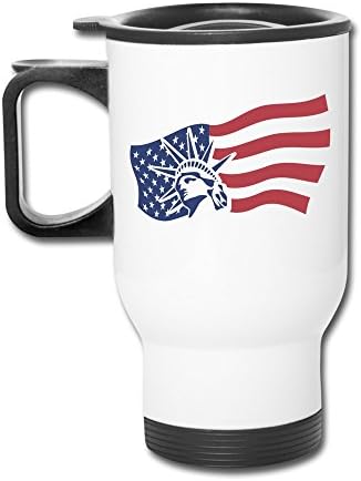 Statue Of Liberty Aluminum White Travel Mug, 12 Ounces