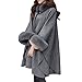 Produktbild Resplend Mode Frauen Jacke Beiläufig Wolle Outwear Pelzkragen Neun Punkte Lange Ärmel Punkte Wollmantel Umhang Mantel Pelzkragen Strickjacke (Grau, M)