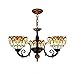Produktbild YJFFAN Vintage Barock Tiffany Style 3 Arme Kronleuchter Deckenleuchte 100% Handgefertigte Glasschirm Pendelleuchten Leuchten für Wohnzimmer, Esszimmer, Bar, Club E27