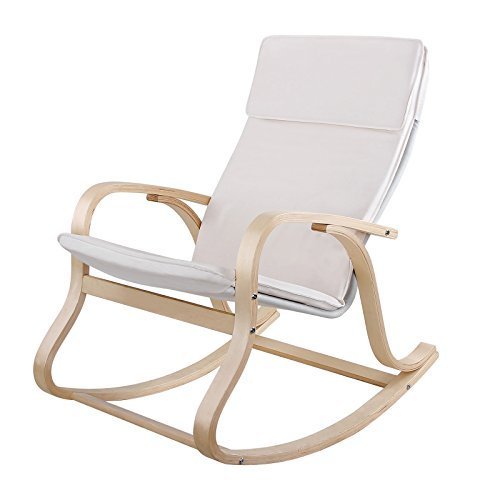 Songmics Birch Wood Relaxing Rocking Chair with 100% cotton Seat Max Load: 120 kg Beige LYY30M