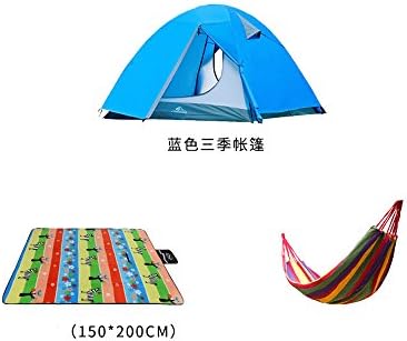 RFVBNM Tent Outdoor 2 People Four Seasons tent two air rain prevention camping Cold Mountain camping tent,blue