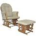 Veelar Natural Glider Rocking Nursing Maternity Breastfeeding Chair With Footstool (Beige Fabric)